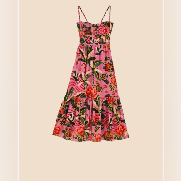 NWT FARM RIO LEOPARD FOREST MIDI DRESS SIZE LARGE - Picture 5 of 8